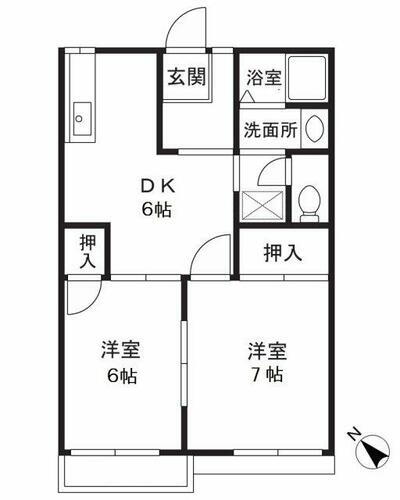 タマミハイツⅡ 2階 2DK 賃貸物件詳細