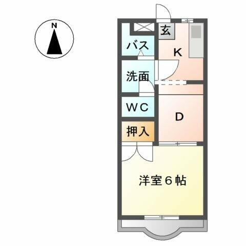 フォレストⅡ 2階 1DK 賃貸物件詳細