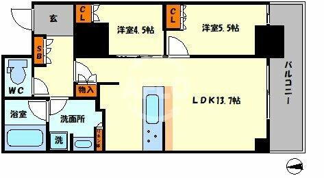 プレミストタワー靭本町 4階 2LDK 賃貸物件詳細