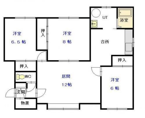 北海道旭川市秋月二条１丁目 新旭川駅 3LDK アパート 賃貸物件詳細