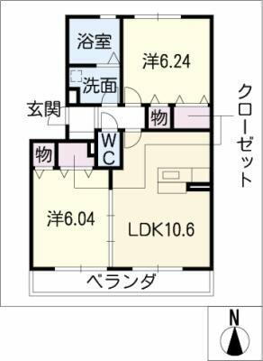 愛知県名古屋市緑区桶狭間神明 有松駅 2LDK アパート 賃貸物件詳細