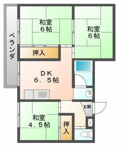 ハイツヨシダ 2階 3DK 賃貸物件詳細