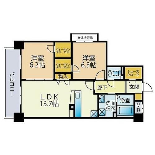 福岡県福岡市博多区那珂４丁目 竹下駅 2LDK マンション 賃貸物件詳細