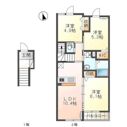 大分県大分市大字関園 3LDK アパート 賃貸物件詳細