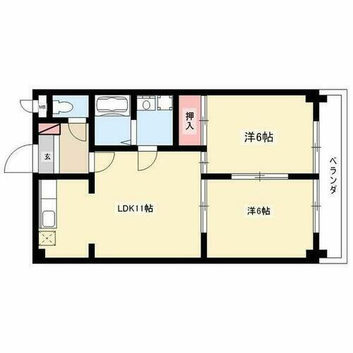 シンビリア花咲 2階 2LDK 賃貸物件詳細