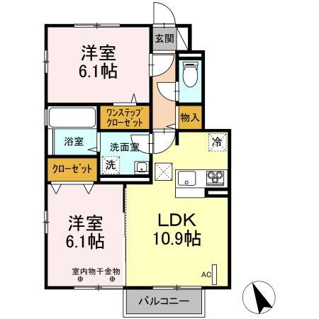 福島県福島市笹木野字大金谷尻 福島駅 2LDK アパート 賃貸物件詳細