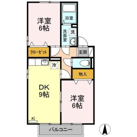 リッツハウスＡＳＵＫＡ　Ａ棟 2階 2DK 賃貸物件詳細