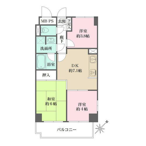 東京都新宿区余丁町 若松河田駅 3DK マンション 賃貸物件詳細