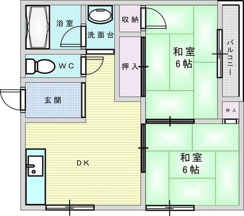 北摂荘 2階 2DK 賃貸物件詳細