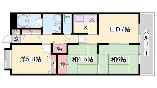 ライオンズマンション姫路東今宿 5階 3LDK 賃貸物件詳細