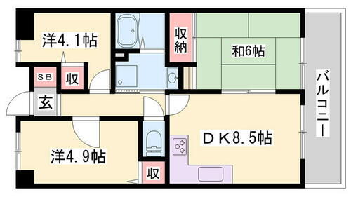 兵庫県姫路市北条口５丁目 姫路駅 3DK マンション 賃貸物件詳細