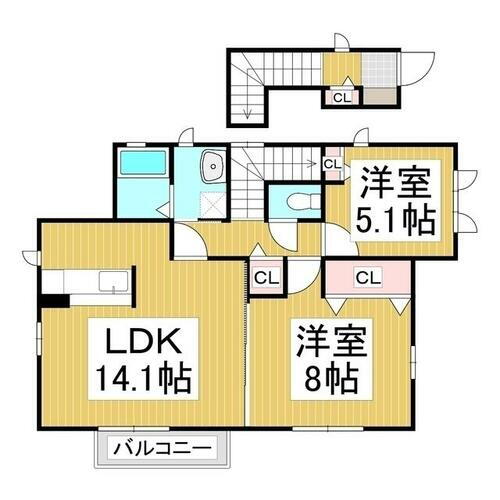 長野県長野市吉田５丁目 北長野駅 2LDK アパート 賃貸物件詳細