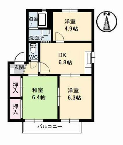 愛媛県松山市中村１丁目 3DK アパート 賃貸物件詳細