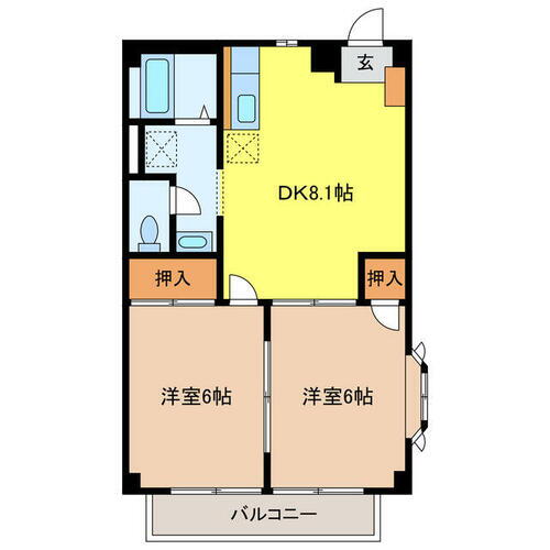 カームアオキ 2階 2DK 賃貸物件詳細