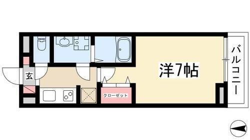 ジェルメ大喜新町Ⅱ 2階 1K 賃貸物件詳細