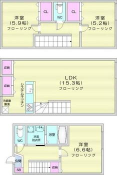  3LDK、エアコン、都市ガス、宅配ボックス