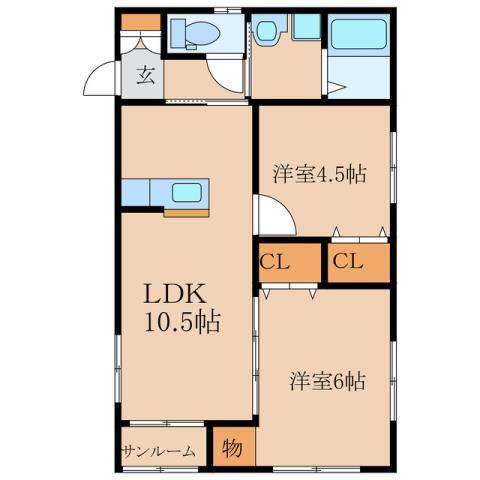 鹿児島県鹿屋市大浦町 2LDK アパート 賃貸物件詳細