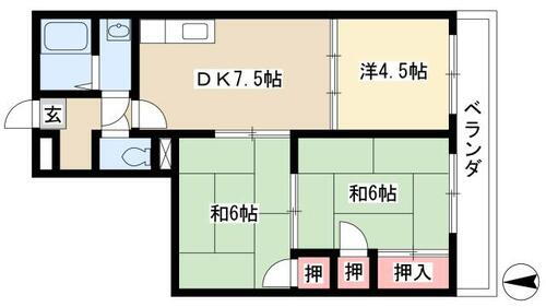 メゾン畑田 2階 3DK 賃貸物件詳細