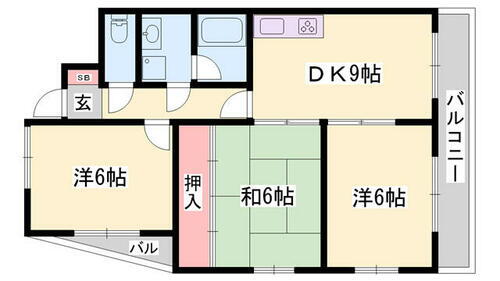 兵庫県姫路市北八代１丁目 姫路駅 3DK マンション 賃貸物件詳細