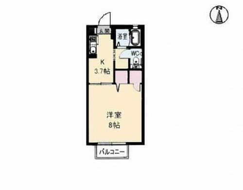 岡山県岡山市北区田中 1K アパート 賃貸物件詳細