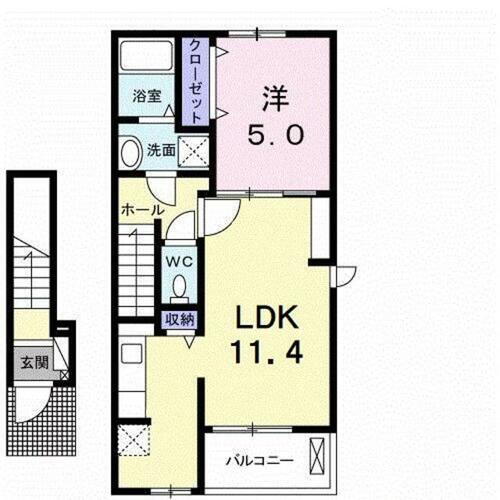 プロムナードＷＳⅡ 2階 1LDK 賃貸物件詳細