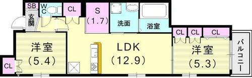  1SLDK（62.12平米）システムキッチン・室内洗濯機置場