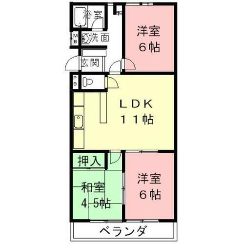 コーポＦＵＫＵＳＩＭＡ 3階 3LDK 賃貸物件詳細