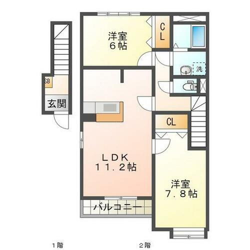 サンプレイスＭ　Ａ棟 2階 2LDK 賃貸物件詳細