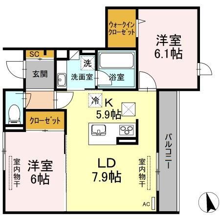 広島県広島市東区牛田新町１丁目 牛田駅 2LDK アパート 賃貸物件詳細