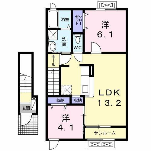 エスポワール仁井田Ⅱ 2階 2LDK 賃貸物件詳細
