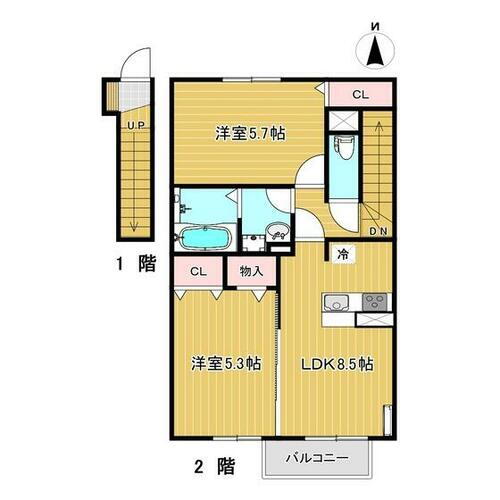 福島県郡山市富田東５丁目 郡山駅 2DK アパート 賃貸物件詳細