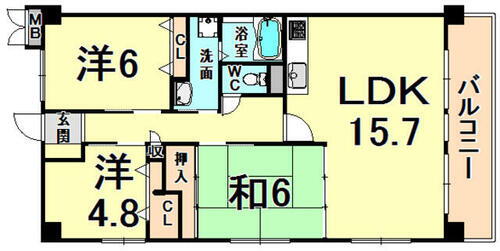 兵庫県伊丹市荻野２丁目 伊丹駅 3LDK マンション 賃貸物件詳細
