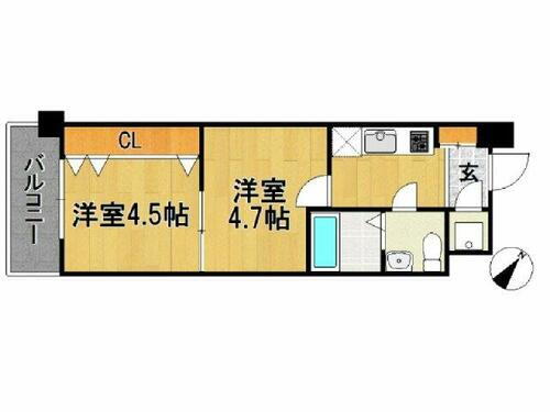 福岡県福岡市博多区住吉４丁目 渡辺通駅 2K マンション 賃貸物件詳細