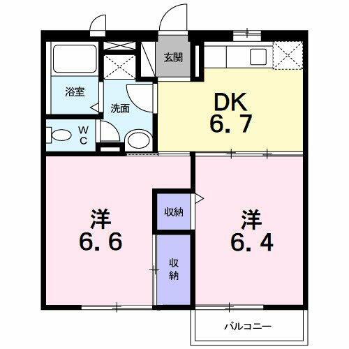 山梨県中央市中楯 常永駅 2DK アパート 賃貸物件詳細