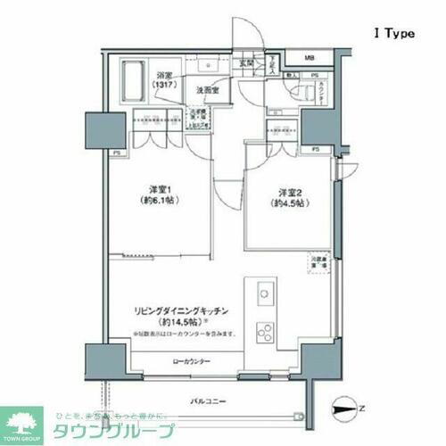 パークハビオ東中野 13階 2LDK 賃貸物件詳細