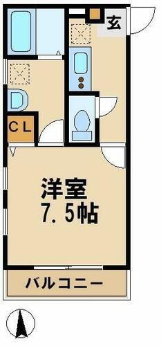 神奈川県川崎市中原区小杉御殿町２丁目 武蔵小杉駅 1K アパート 賃貸物件詳細