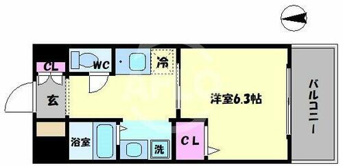 シェモア桜川 7階 1K 賃貸物件詳細