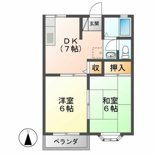エル・ガーデンＡ・Ｂ・Ｃ 1階 2DK 賃貸物件詳細