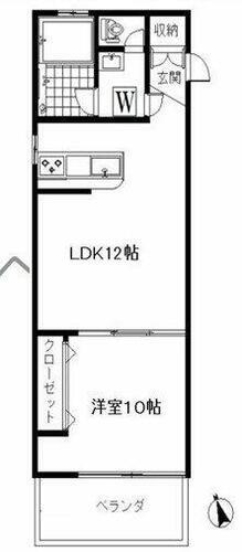 クリタハイツ 2階 1LDK 賃貸物件詳細
