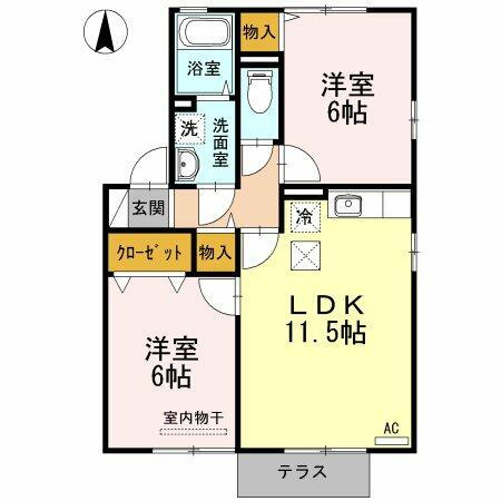 山梨県甲府市大里町 国母駅 2LDK アパート 賃貸物件詳細
