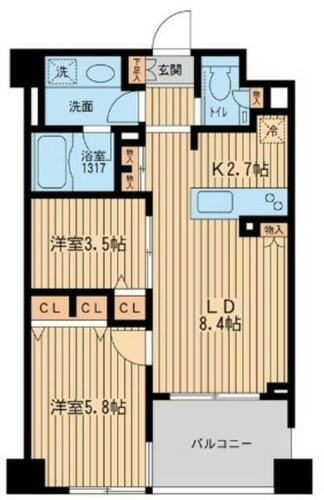 クリオ上野毛ラ・モード 3階 2LDK 賃貸物件詳細