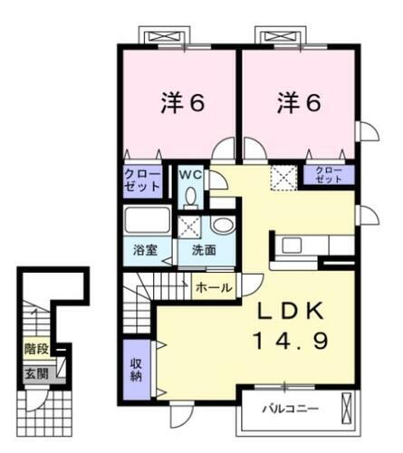 ジェントリーＡ 2階 2LDK 賃貸物件詳細