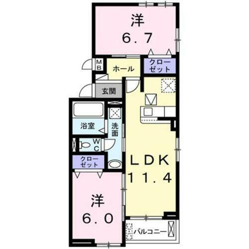カーサ　フィオーレ　トロワ 1階 2LDK 賃貸物件詳細
