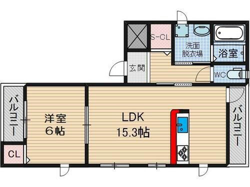 サンビレッジＷＥＳＴ 2階 1LDK 賃貸物件詳細