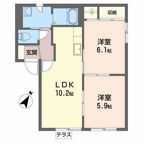 岩手県花巻市桜台２丁目 花巻駅 2LDK アパート 賃貸物件詳細