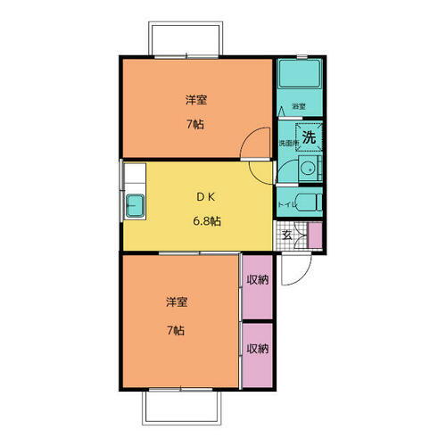 愛知県北名古屋市久地野安田 2DK アパート 賃貸物件詳細