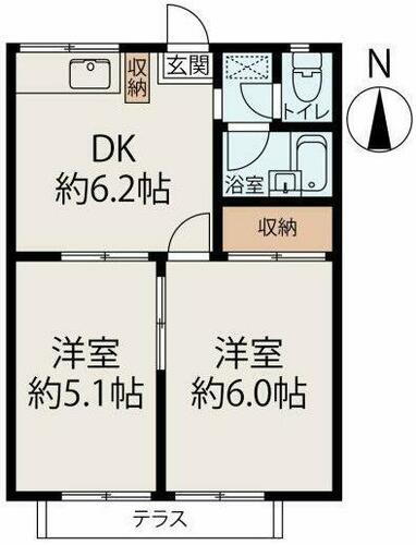 神奈川県横浜市旭区中白根２丁目 鶴ケ峰駅 2DK アパート 賃貸物件詳細