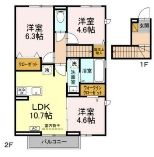 グランシャリオＤ 2階 3LDK 賃貸物件詳細