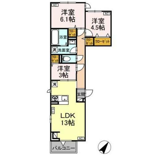 Ｄ－ＲＯＯＭ中町 3階 3LDK 賃貸物件詳細