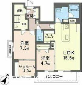 ＨＩＧＨ　ＬＩＮＥ　ＰＡＲＫ　Ｂ（ハイラインパーク） 2階 2LDK 賃貸物件詳細
